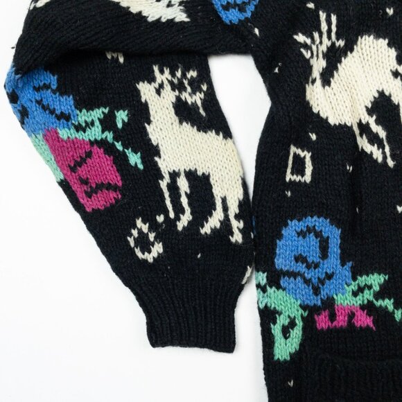 J. Christopher Vintage Cardigan Women's Medium Shetland Wool Hand Knit Reindeer - Picture 6 of 13